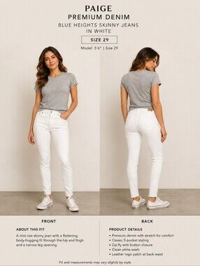 Paige Premium Denim (Blue Heights Skinny) Jeans In White